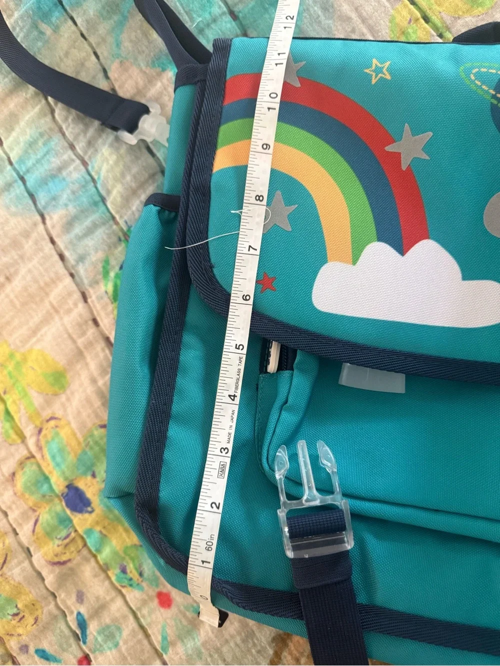 Frugi Kids Teal Rainbow & Stars School Satchel
